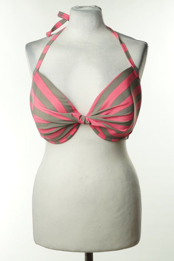 Góra od bikini różowo-szara w paski usztywniana - NELLY zdjęcie 1