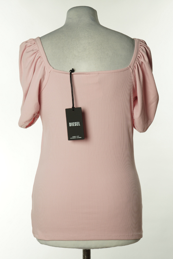 Koszulka różowa prążkowana - DIESEL zdjęcie 2