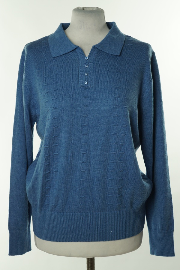 Sweter niebieski z kołnierzykiem(50%wełny) - CASTLE OF IRELAND zdjęcie 1