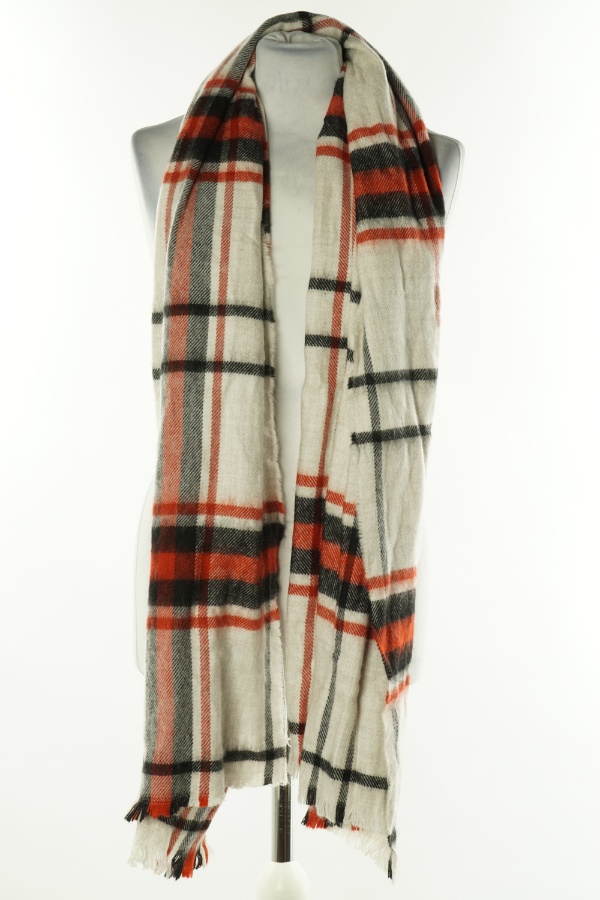 Szal szary w ceglasto-czarną kratkę - PRIMARK zdjęcie 1