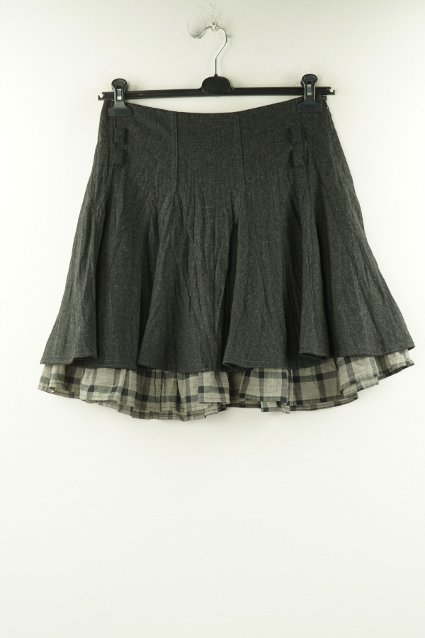 Spódnica grafitowa z kraciastą wstawką - PROMOD zdjęcie 1