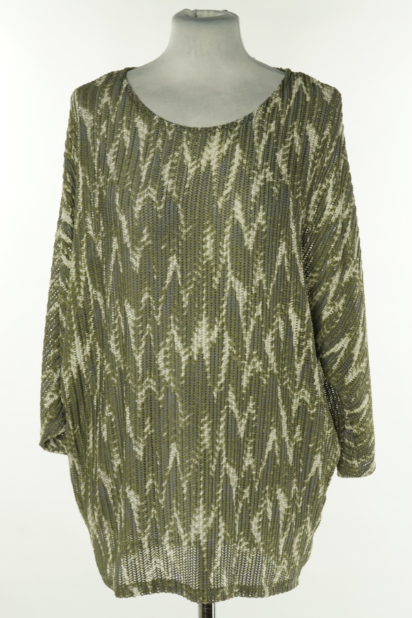 Bluzka sweterkowa zielno-biała - VIZ-A-VIZ zdjęcie 1