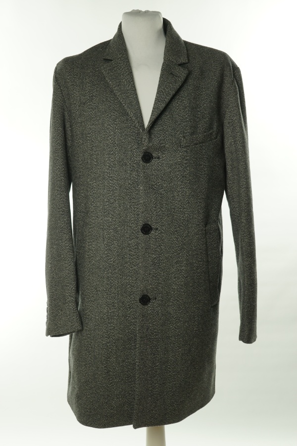 Płaszcz ciemnoszary w jodełkę(55%wełny) H&M - H&M zdjęcie 1