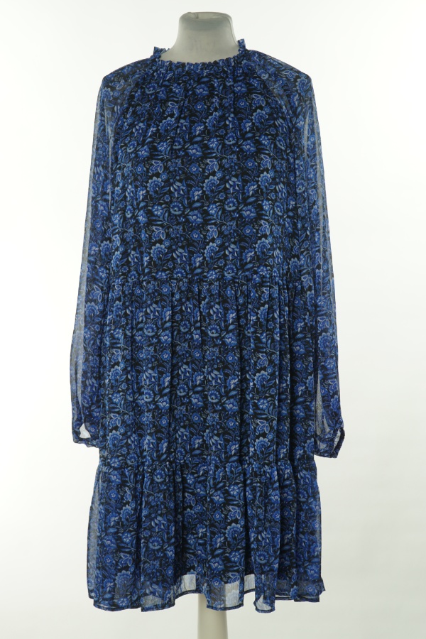 Sukienka niebiesko-czarna wzorzysta - PAPAYA zdjęcie 1