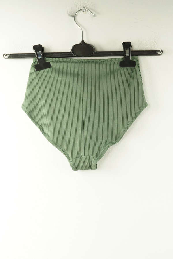 Dół od bikini ciemnozielony prążkowany - H&M zdjęcie 2