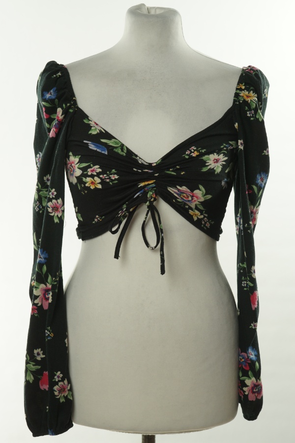 Top czarny w kwiatki - H&M zdjęcie 1