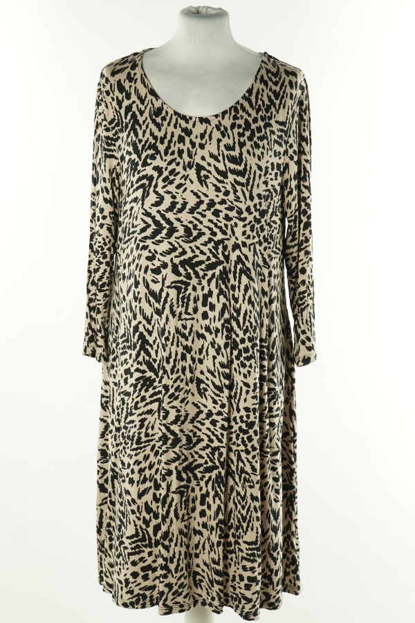 Sukienka beżowa w czarne cętki - BONMARCHE zdjęcie 1