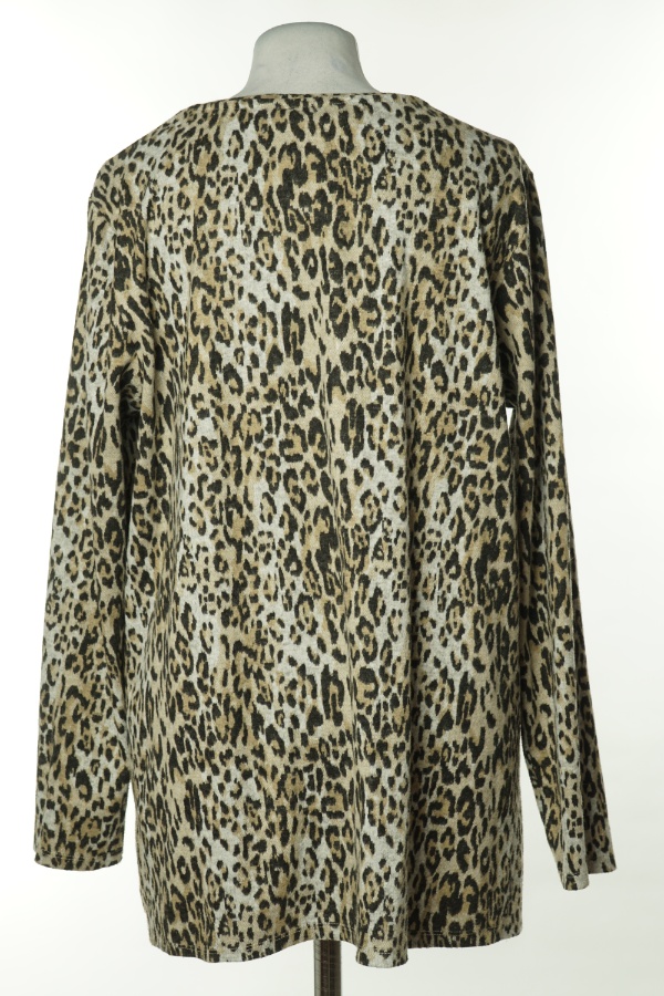 Bluzka beżowa w czarne cętki - PAPAYA zdjęcie 2