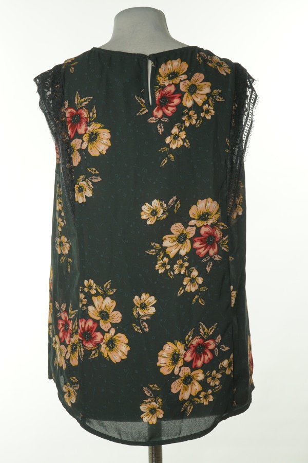 Bluzka czarna z beżowo-żółte kwiaty - ONLY zdjęcie 2