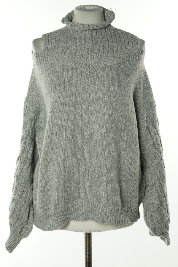 Sweter szary z odkrytymi ramionami - NORACORA zdjęcie 1