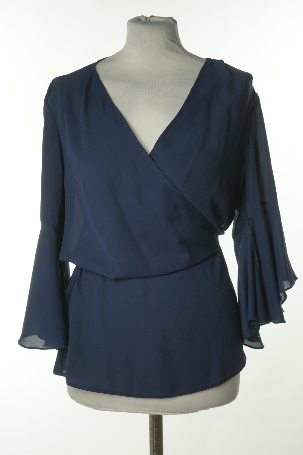 Bluzka granatowa z kopertowym dekoltem - V BY VERY zdjęcie 1