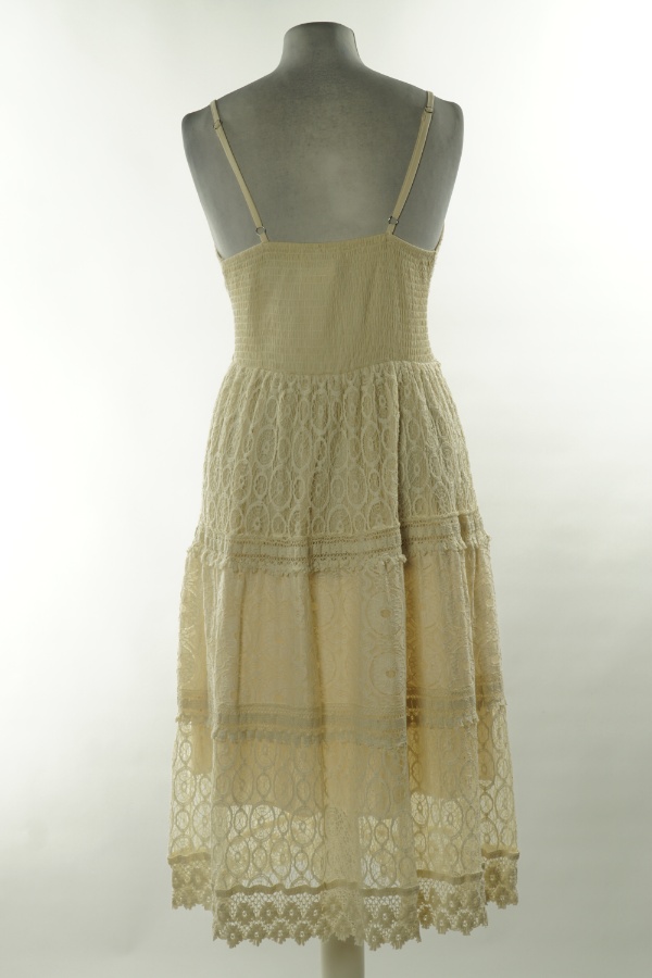 Sukienka beżowa ażurowa koronkowa boho - BRAK METKI Z NAZWĄ PRODUCENTA zdjęcie 2