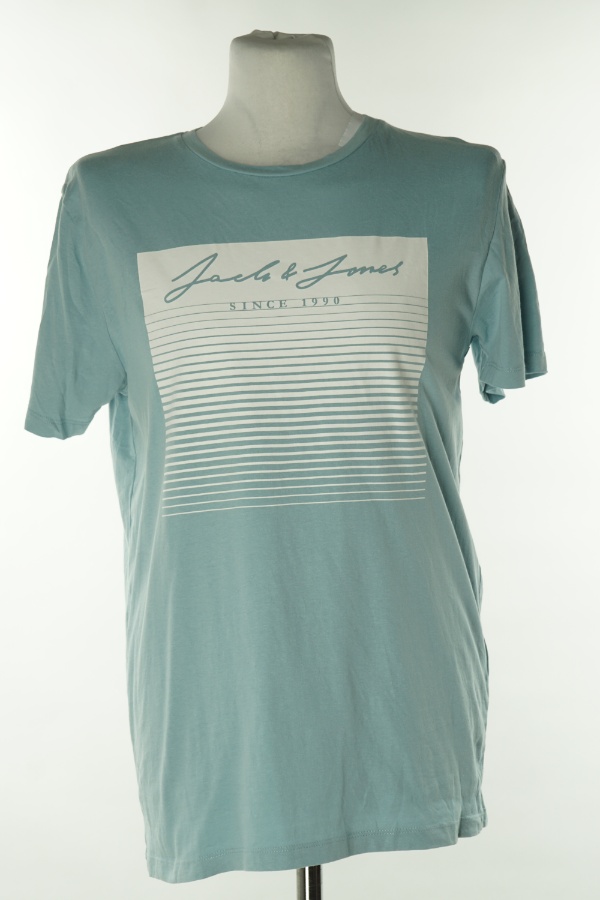 Koszulka jasnoniebieska z białym nadrukiem - JACK&JONES zdjęcie 1