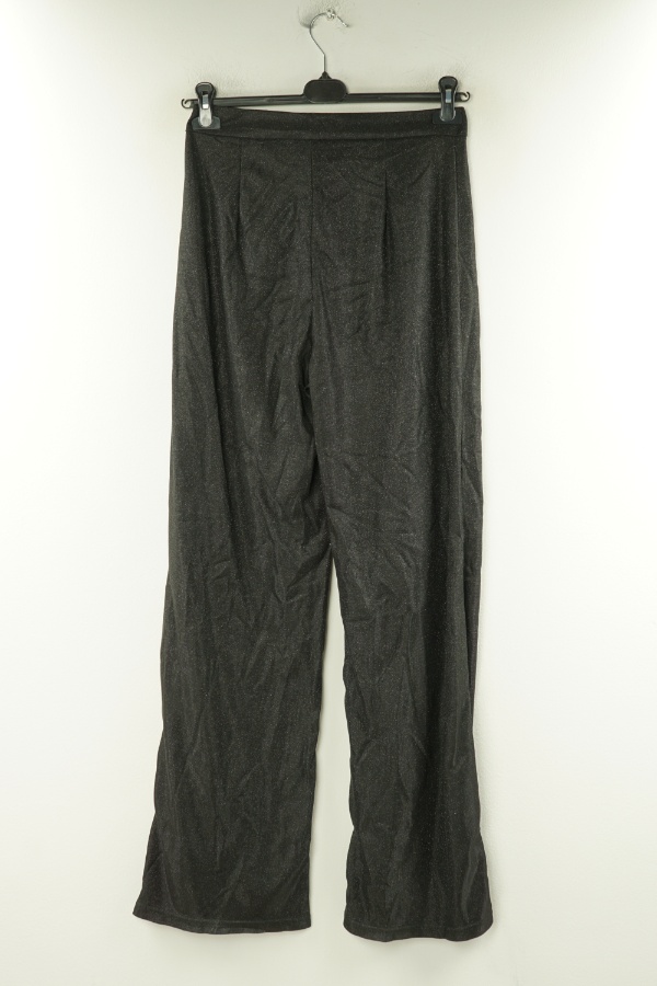 Spodnie materiałowe czarne połyskujące - BRAK METKI Z NAZWĄ PRODUCENTA zdjęcie 2