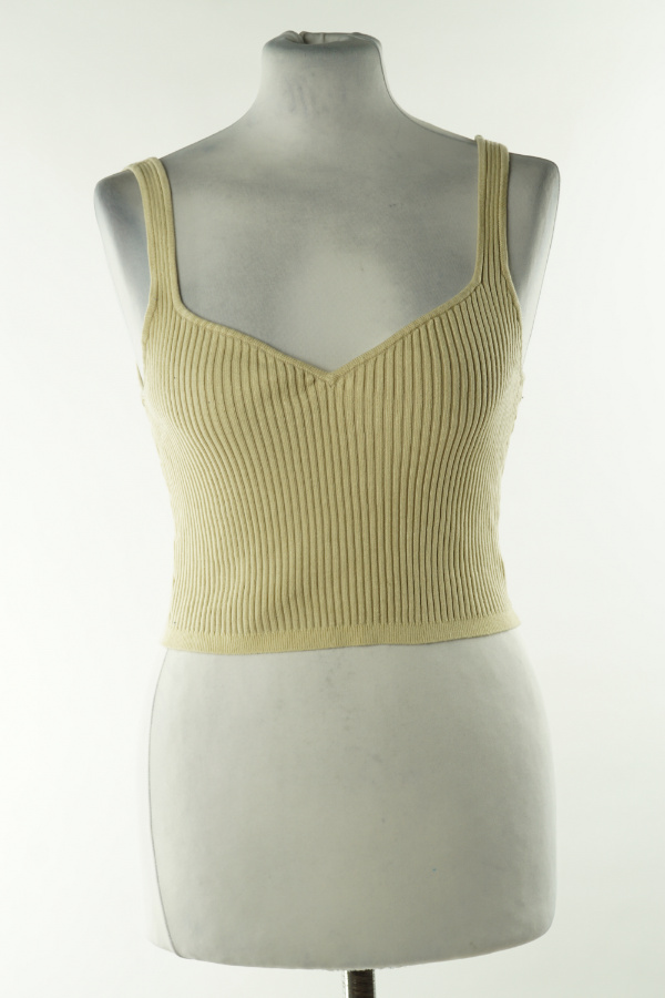 Top beżowy prążkowany H&M - H&M zdjęcie 1