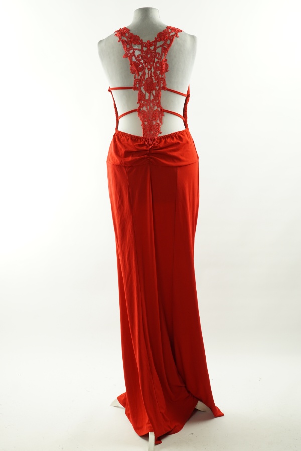 Sukienka czerwona na koronkowych ramiączkach - CHERLONE zdjęcie 2