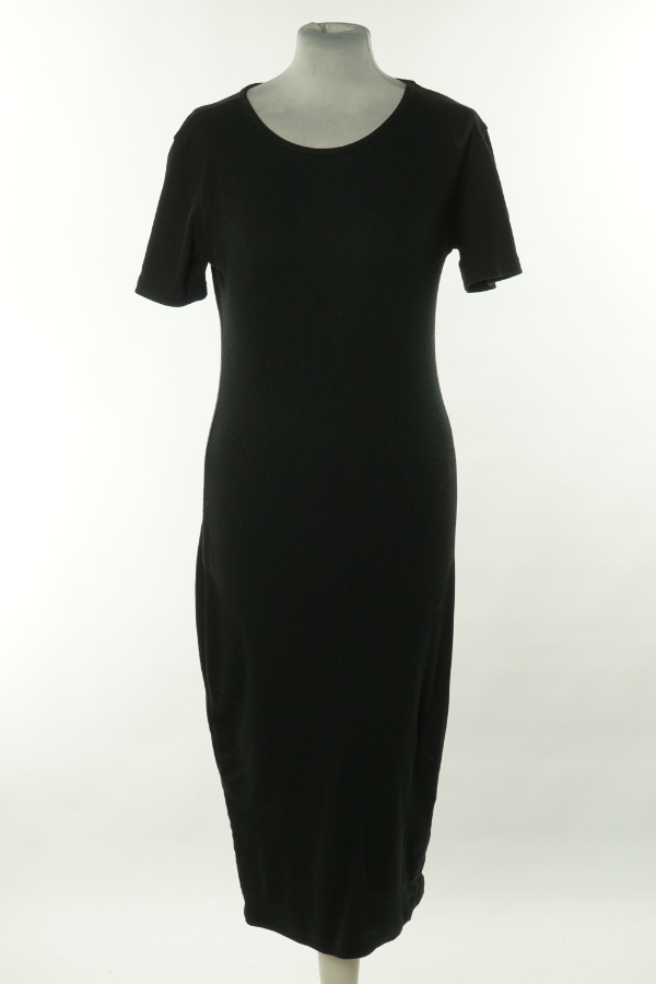 Sukienka czarna dzianinowa prążkowana - BOOHOO zdjęcie 1