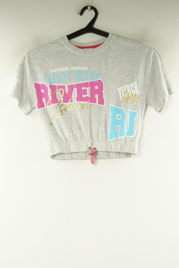 Bluzka szara z kolorowymi napisami - RIVER ISLAND zdjęcie 1