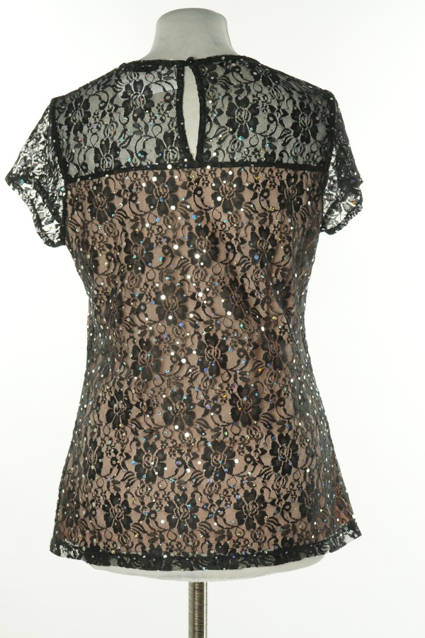 Bluzka czarna z koronką i cekinami - DUNNES zdjęcie 2