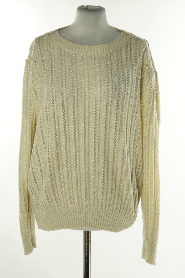 Sweter kremowy ażurowy ze srebrną nitką - JENNIFER MICHAEL zdjęcie 1