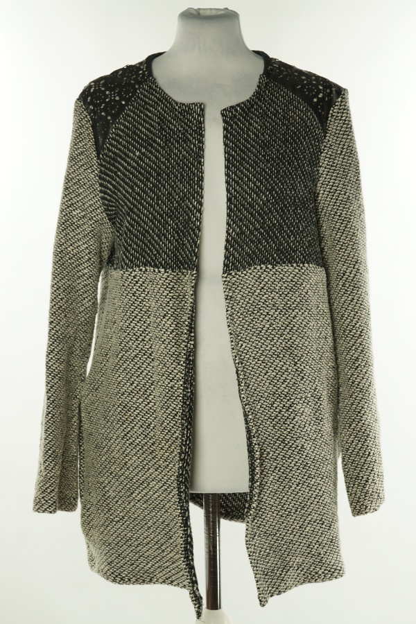 Narzutka sweterkowa biało-czarna - PROMOD zdjęcie 1