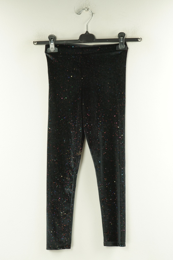 Legginsy czarne welurowe z błyszczącym brokatem - MATALAN zdjęcie 1