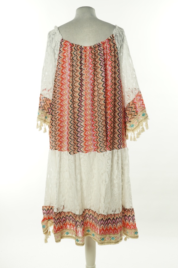 Sukienka biała wzorzysta boho - BRAK METKI Z NAZWĄ PRODUCENTA zdjęcie 2