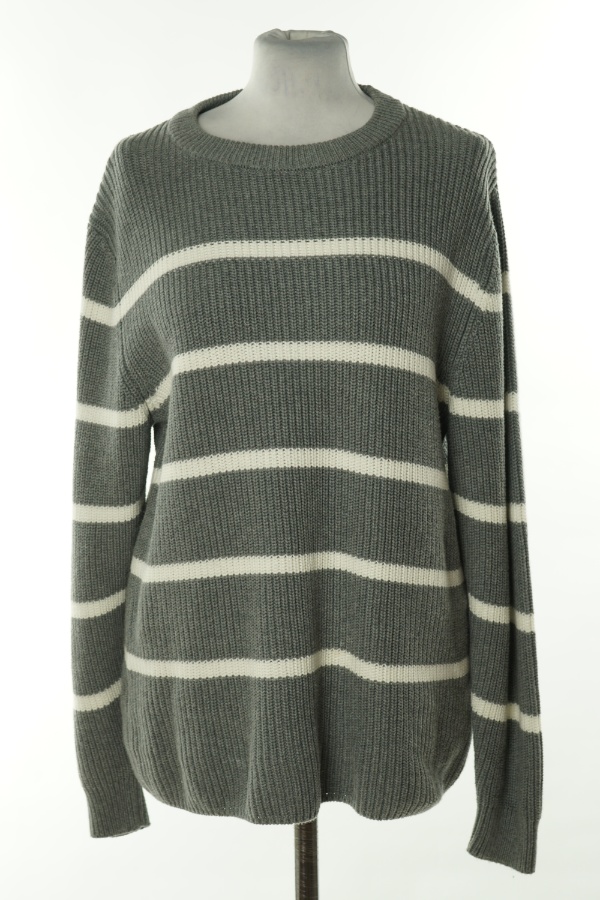 Sweter szary w białe paski - BANDOLINO zdjęcie 1