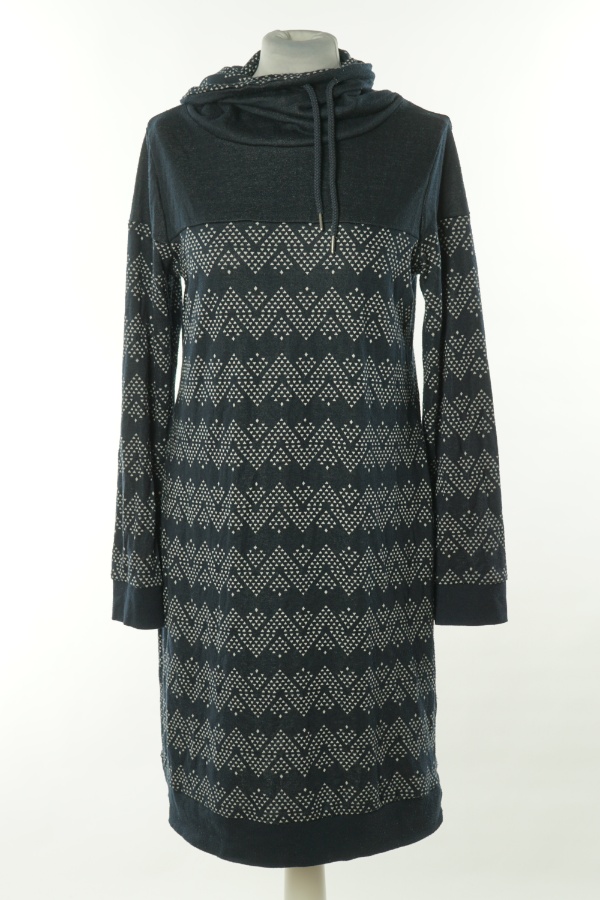 Sukienka granatowa w białe trójkąty - LAURA TORELLI zdjęcie 1