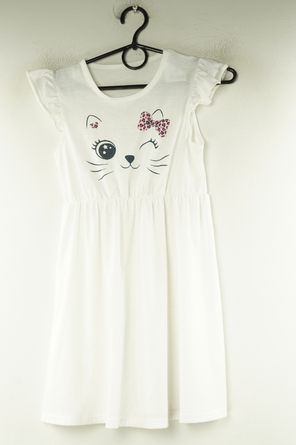 Sukienka biała kot - BRAK METKI Z NAZWĄ PRODUCENTA zdjęcie 1