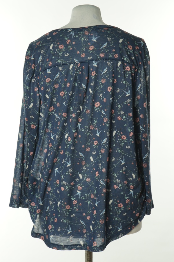 Bluzka niebieska w ptaki i kwiaty - H&M zdjęcie 2