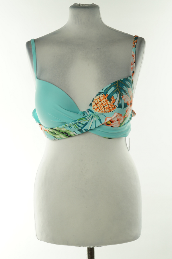 Góra od bikini blękitna w kwiaty - BRAK METKI Z NAZWĄ PRODUCENTA zdjęcie 1