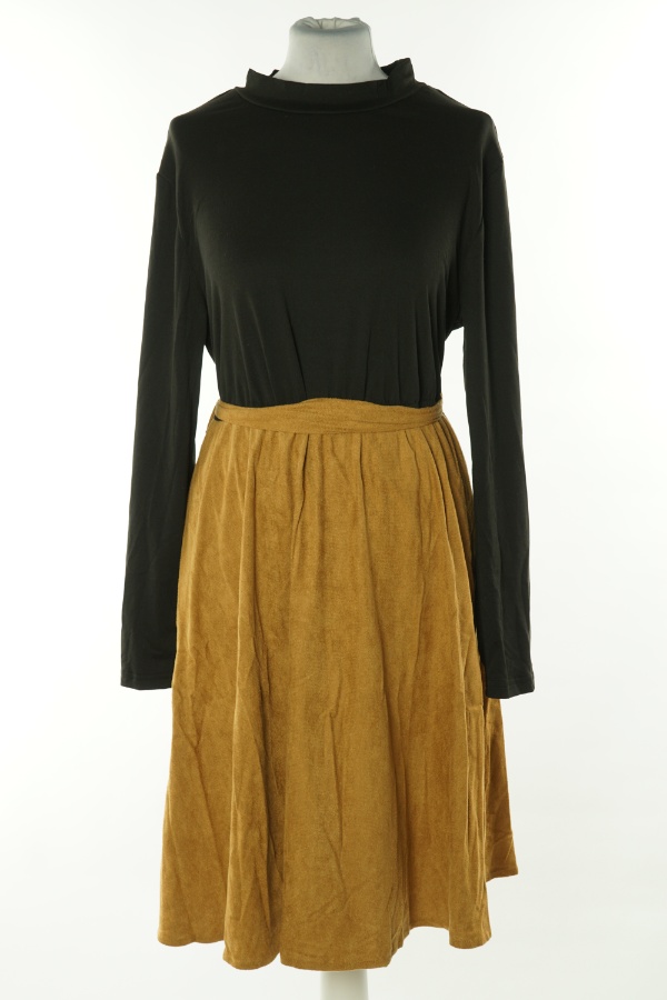 Sukienka czarno-karmelowa z paskiem - SHEIN zdjęcie 1