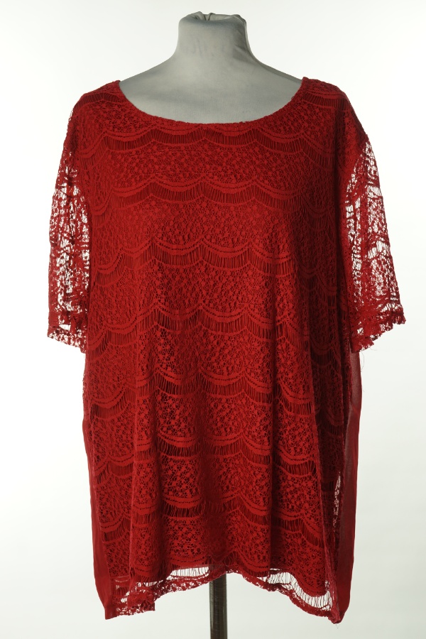 Bluzka czerwona z koronkowym wierzchem - ADIVA zdjęcie 1