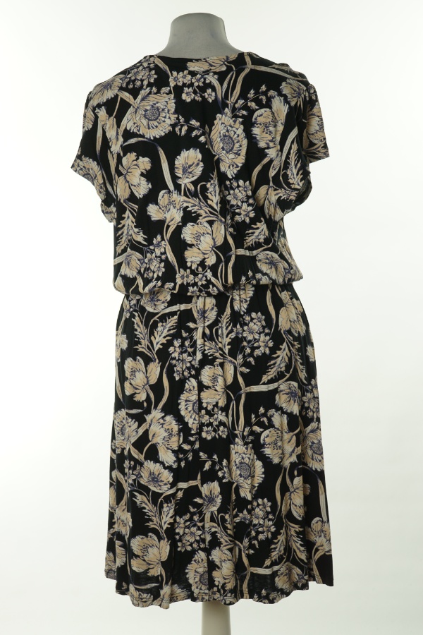 Sukienka czarna w beżowe kwiatki - AUTHENTIC zdjęcie 2