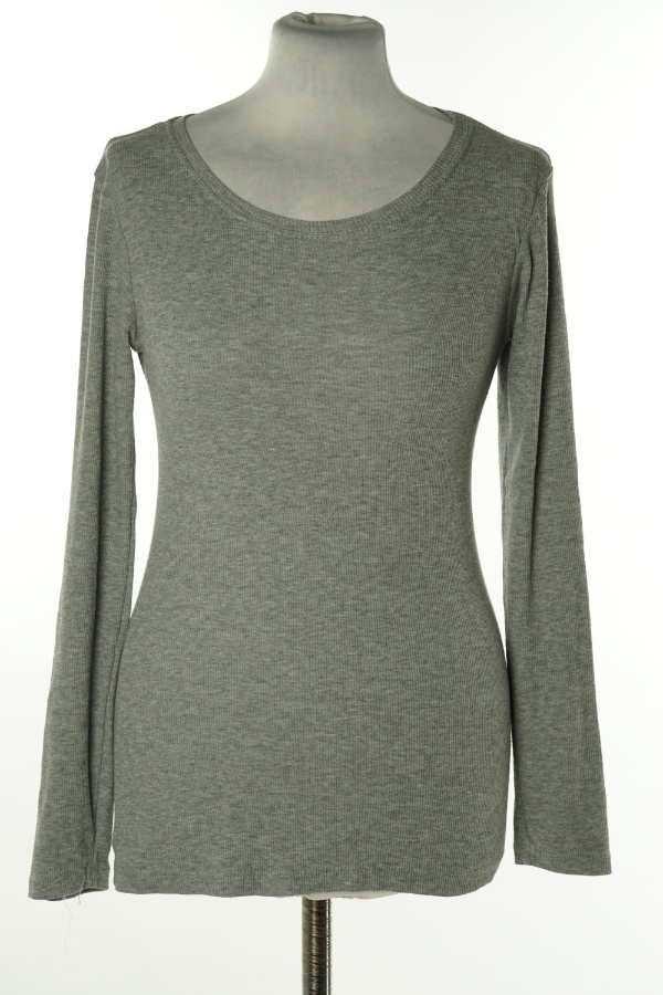 Bluzka szara prążkowana - BRAK METKI Z NAZWĄ PRODUCENTA zdjęcie 1