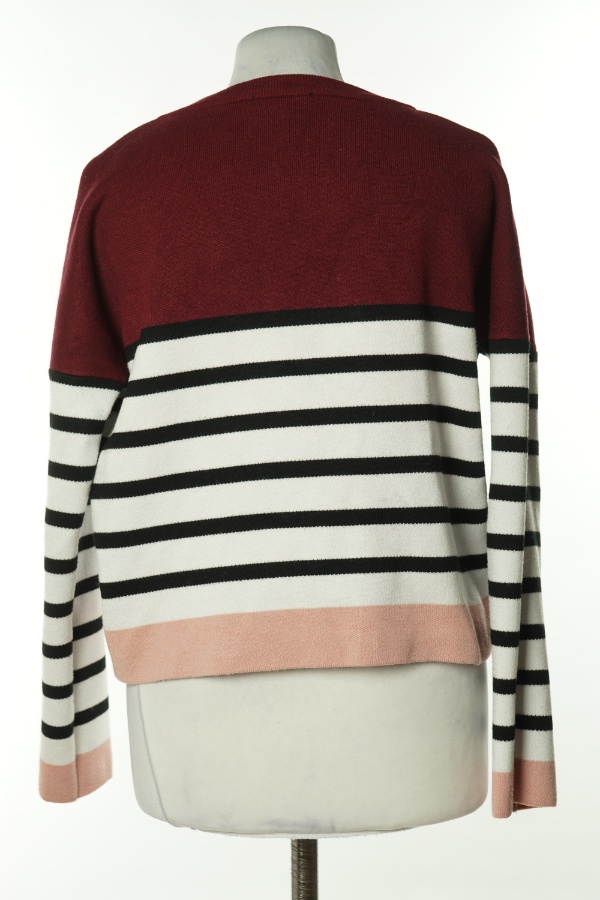 Sweter biało - bordowy w paski - NEW LOOK zdjęcie 2