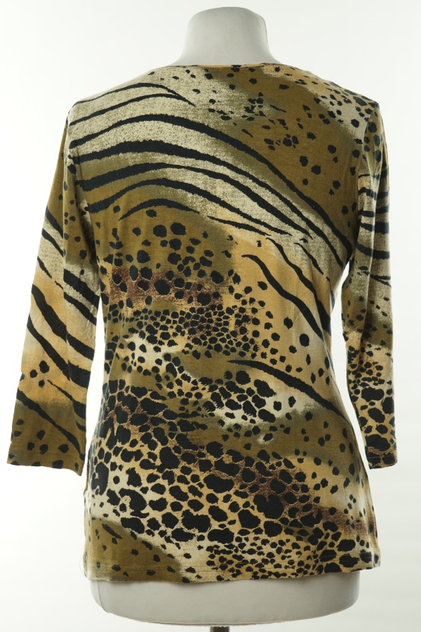 Bluzka beżowo-czarne w cętki  - OLSEN FASHION zdjęcie 2