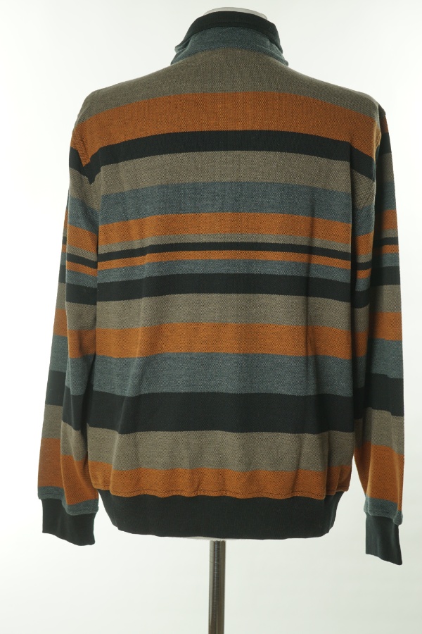 Sweter brązowo-pomarańczowy w paski zdjęcie 2