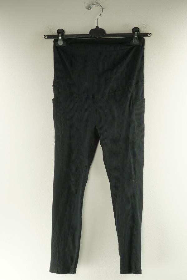 Legginsy czarne prążkowane ciążowe - BODY zdjęcie 1