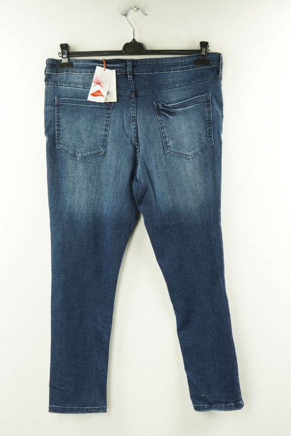 Spodnie niebieskie jeansowe z dziurami i ozdobnymi koralikami - F&amp;F zdjęcie 2