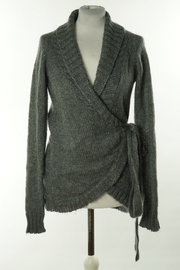 Sweter szary kopertowy z domieszką moheru (15%) - H&M zdjęcie 1