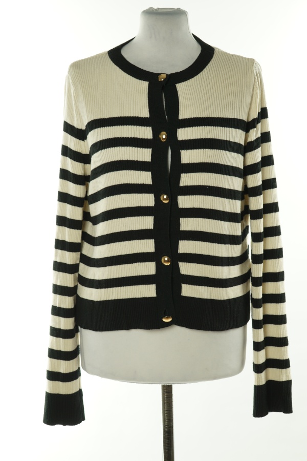 Kardigan kremowo-czarny w paski, H&M - H&M zdjęcie 1