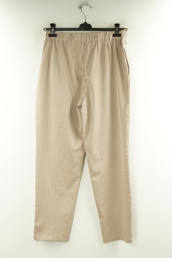Spdnie beżowe materiałowe w paski - BRAK METKI Z NAZWĄ PRODUCENTA zdjęcie 2