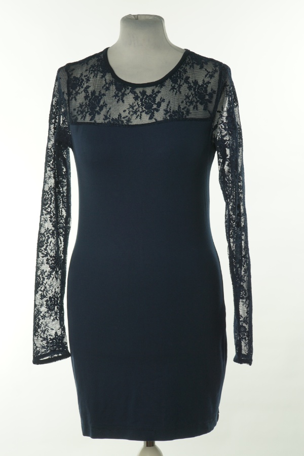 Sukienka granatowa z koronkową wstawką - BRAK METKI Z NAZWĄ PRODUCENTA zdjęcie 1