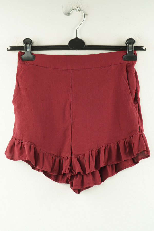 Krótkie spodenki bordowe z falbanką, 100% wiskoza H&M - H&M zdjęcie 1