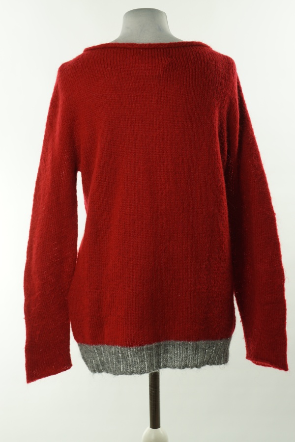 Sweter czerwono-szary(30%moher) - BE TWEEN zdjęcie 2