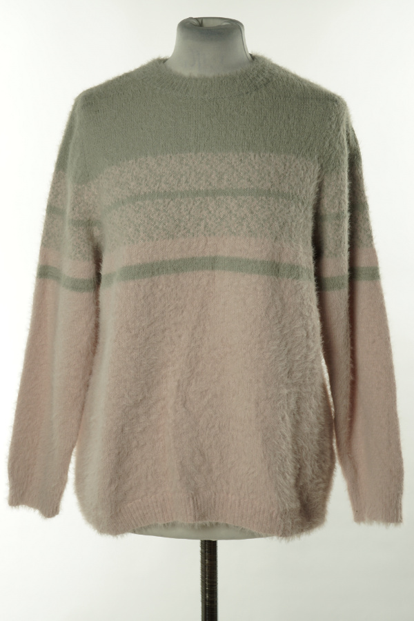 Sweter szaro-różówy - BRAK METKI Z NAZWĄ PRODUCENTA zdjęcie 1