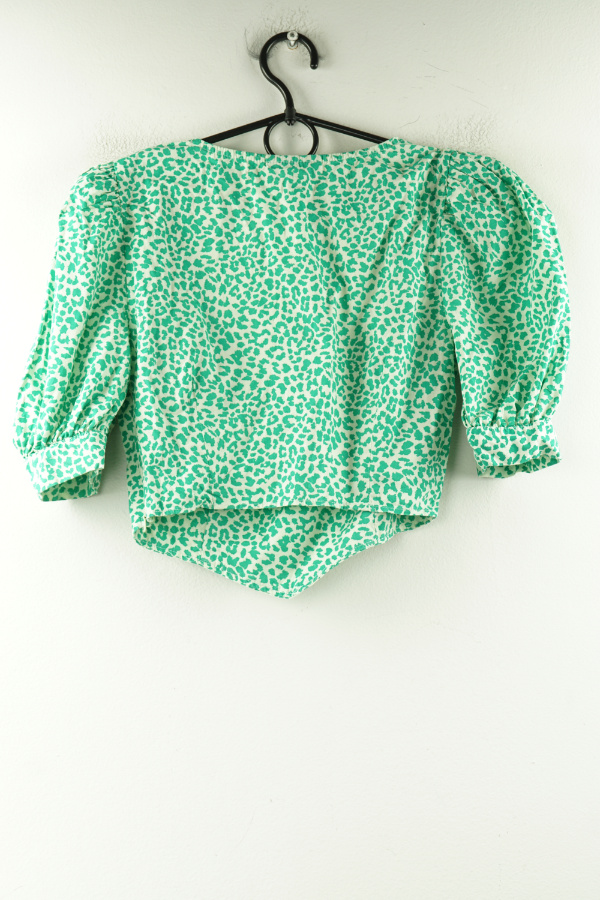 Bluzka jasnozielona w zielone cętki, 100% bawełna - TOPSHOP zdjęcie 2