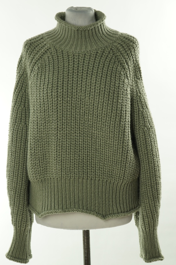 Sweter zielony o grubym splocie z domieszką wełny (5%) - H&M zdjęcie 1